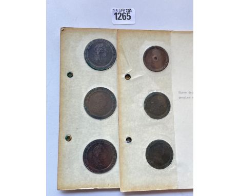 Six better grade Cartwheel Two pence's and Pennies on Card