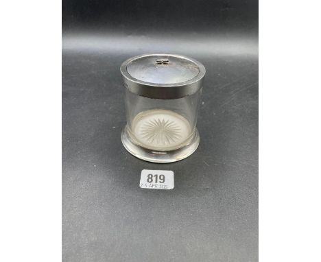 A silver mounted jar with glass body 3.5 inches high Chester 1901