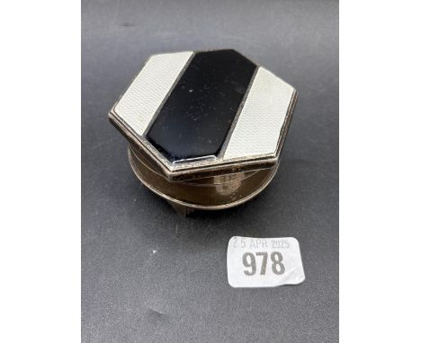An Art Deco Ring Box with Two Colour Enamel Hinged Cover, 2 ¾ inch wide Birmingham 1932