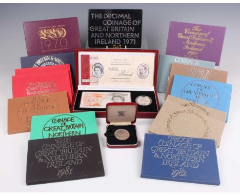 An Elizabeth II Royal Mint banknote and coin combination presentation set, comprising ten pounds note and uncirculated silver