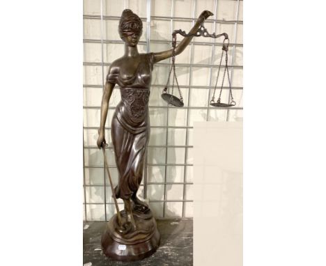 BRONZE SCALES OF JUSTICE FIGURE - 75 CMS (H) APPROX