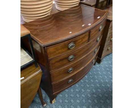 INLAID BOW FRONT CHEST OF DRAWERS