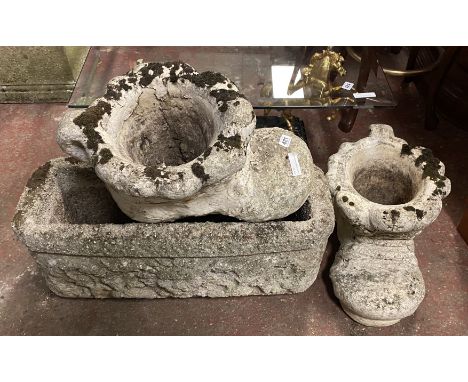 PAIR OF GARDEN BOOTS &amp; TROUGH