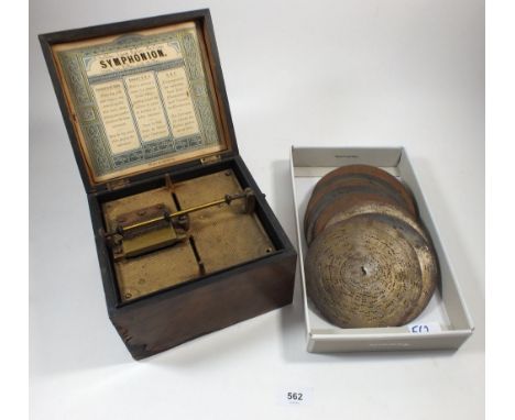 A Symphonium Polyphon in mahogany case dated 1899, with twenty discs 