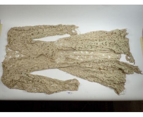 A box of antique lace including Victorian lace child's blouse 