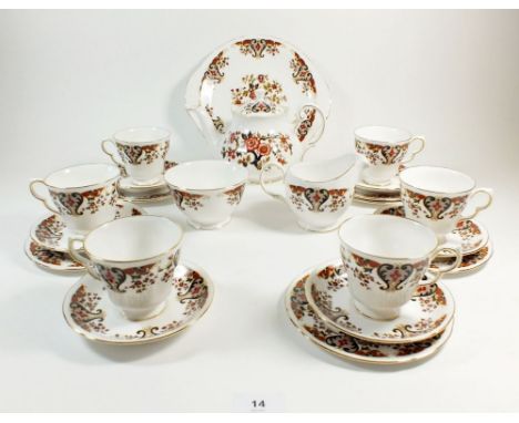 A Colclough 'Royale' tea service comprising six cups and saucers, six tea plates, teapot, milk jug and sugar bowl 