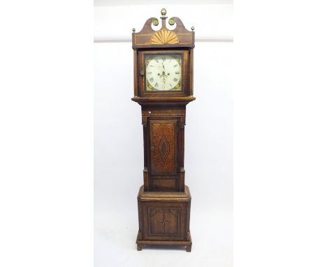 A George III longcase clock with inlaid oak case, the eight day movement signed Thomas Phillips, Ludlow, dial 12 inch