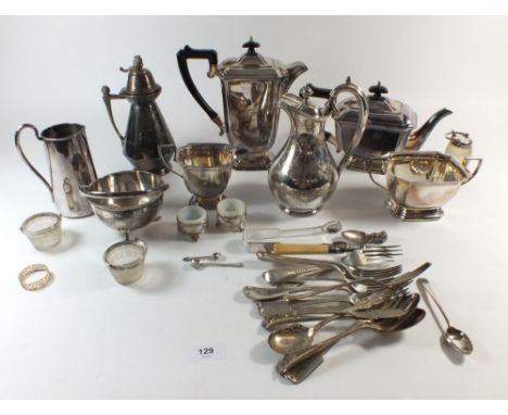 A four piece silver plated tea service and other silver plated items 