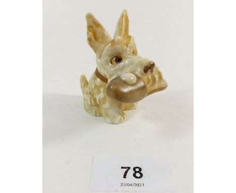 A Goebel miniature Scottie dog with slipper - 7cm 
