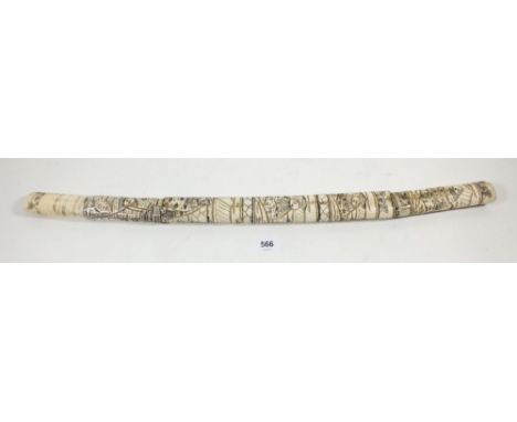 A late 19th century Japanese ivory cased Wakizashi or Tanto with carved decoration of elders - a/f