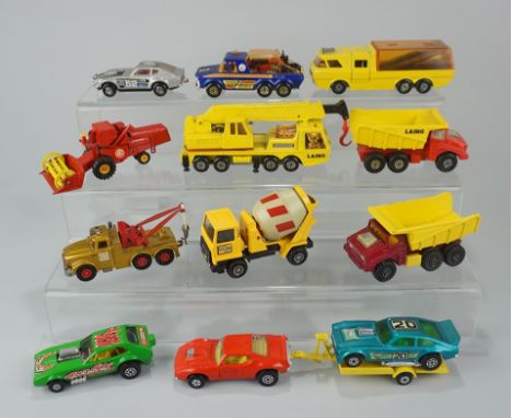 20 Matchbox / Lesney: Super Kings, Speed Kings und King Size und 3x GAMA 11 Super Kings: u.a. 2x Car Transporter; Hercules Mo