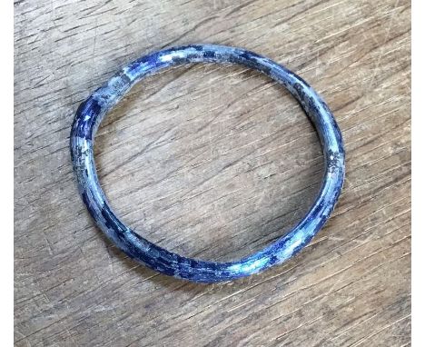 Rare Roman funeral offering blue glass Bangle, North African.&nbsp;Approximately 5cm diameter &amp; 5mm wide.