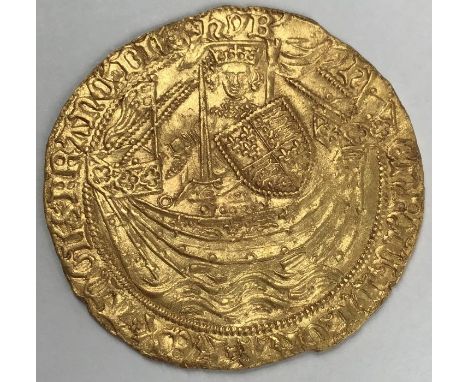 Henry VI 1422-1461 Gold Noble, London. Annulet by sword arm and in one spandrel on Rev, trefoil stops on obvious, with lis af