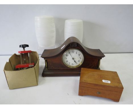 Mixed to include a mantle clock, clock parts, music box etc.