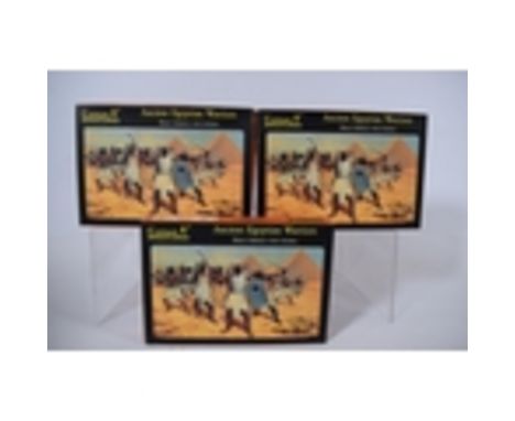 Three boxes of 1:72 Scale plastic Egyptian Warriors. All in unused condition. See photos.