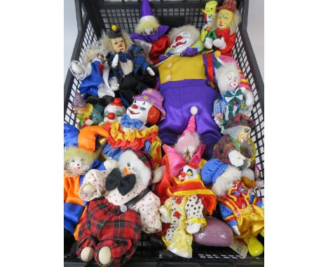 Large Selection of Ceramic clown dolls.