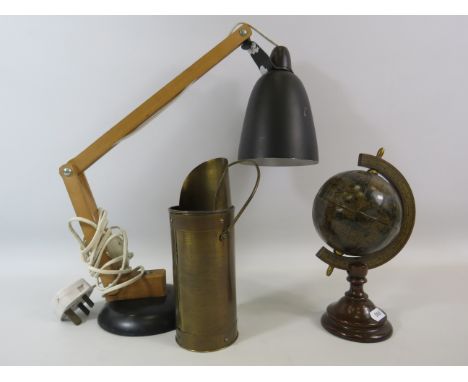 Mixed lot to include a angle poise lamp, mini coal scuttle etc.