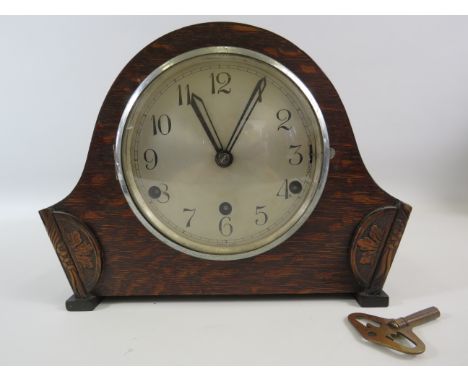 British Anvil wooden chiming mantle clock in running order.
