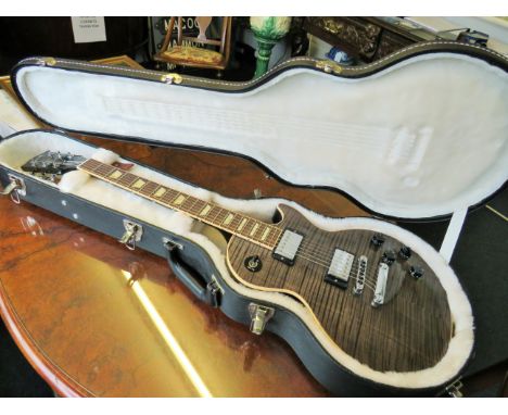 Stunning,  Gibson Les Paul Kroeger Blackwater six string guitar. Mother of pearl inlaid frets. Astonishing almost unused cond