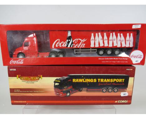 Boxed, 1:50 Scale Die Cast metal Coca Cola articulated truck, plus a Corgi, Hauliers of Renown special edition model.  Both b