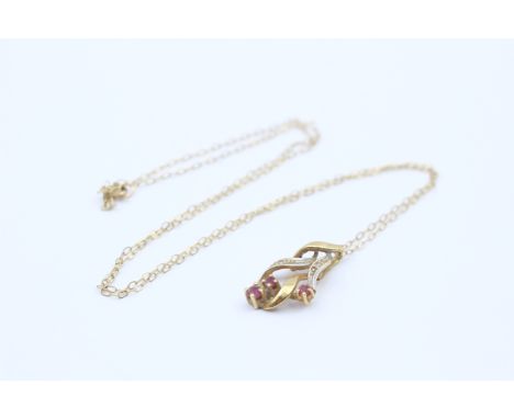 9ct Gold Ruby &amp; Diamond Pendant Necklace (2g)     794286