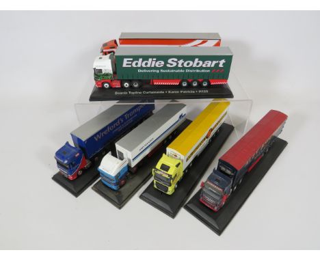 Six various model trucks on plinths.1:76 Scale.  No boxes. Ex display condition. See photos