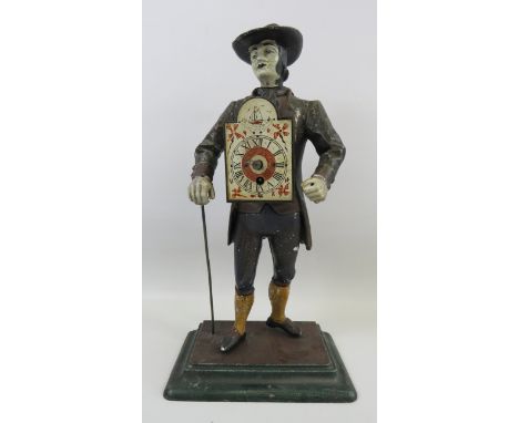 A Spelter figural clock for spares or repair, approx 15.5" tall.