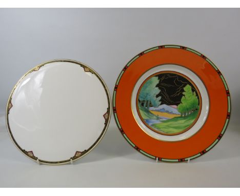 Royal Worcester 250th Anniversary Blue Lagoon plate plus a Spode cake plate.
