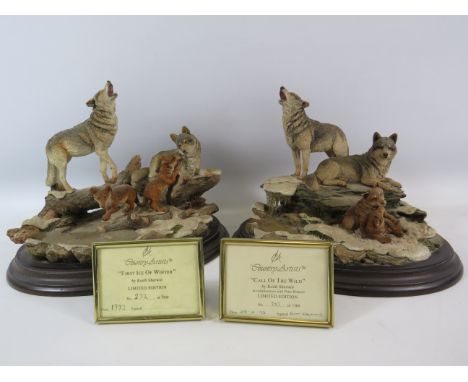 2 Country Artists wolf sculptures, Limited edition, Call of the Wild and First Ice of Winter. Both have slight damage see pho