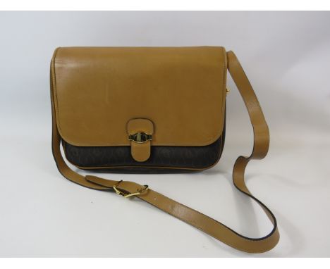 Christian Dior black and tan leather cross body handbag.