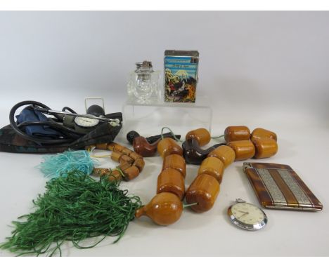 Mixed lot to include Medical items, Worry beads, Cigarette case lighters etc.