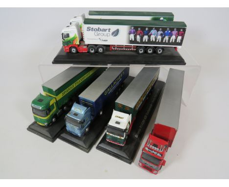 Six various model trucks on plinths.1:76 Scale.  No boxes. Ex display condition. See photos