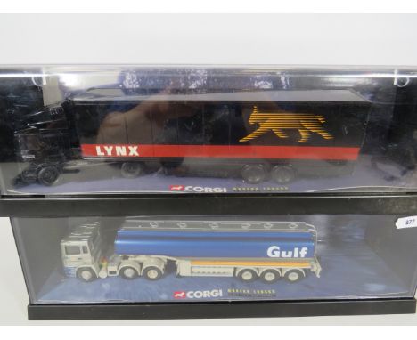 Two Corgi 1:50 Scale Die Cast models from the Modern Trucks Collection. Both with original perspex boxes.  Ex Display conditi