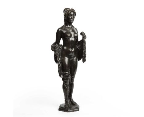 A late 19th / early 20th century bronze female nude signed J Drexler, 56cm highSmall dent to base otherwise good.