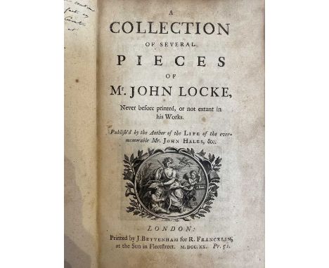 LOCKE (JOHN) A Collection of Several Pieces of Mr John Locke... R. Franklin London 1720 with engraved vignette and plate of t