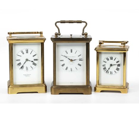 An early 20th century French carriage clock, the dial signed Birch and Gaydon London, with a R&amp;C movement, 9.5cm wide, 14