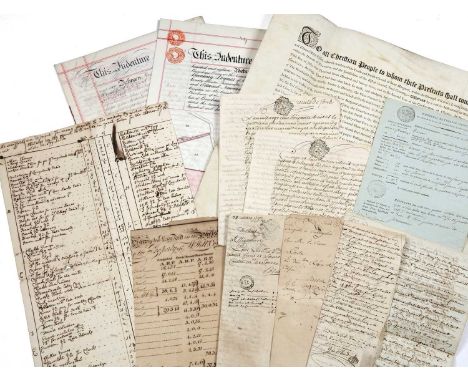 A collection of nine 18th century and later legal manuscript documents on vellum and paper, mainly East Anglian interest incl
