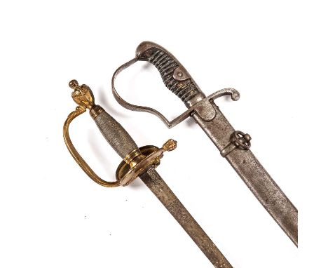 A British 1796 style Light Cavalry sabre with an altered blade, the blade 81cm in length; and a 1796 style Infantry Officers 