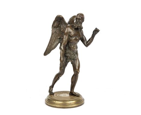 An 18th century French bronze figure of chronos, 13cm wide x 30cm high