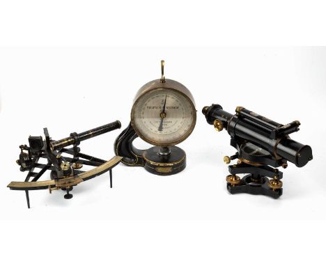 A Louis Schopper Leipzig Automatic-Micrometer together with a Troughton and Simms level and a sextant (3)