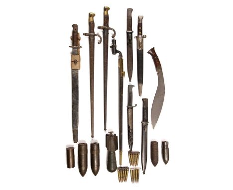 A group of eight World War I and World War II bayonets to include a 1907 pattern Wilkinson and an 1895 pattern together with 