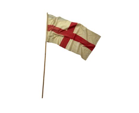 A vintage linen St George's flag
On a turned pole, 180cm high.