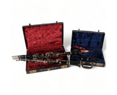 A Boosey & Hawkes Emperor clarinet, serial no. 188747, a Student console Selmer clarinet, serial no. 1815, both are in an ass