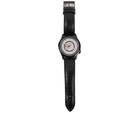 GROVANA - a PVD coated stainless steel GMT quartz calendar wristwatch, ref. 1632.1, silvered dial with Arabic numerals, lumin