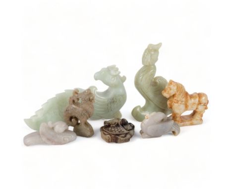 A group of Chinese jade and nephrite carved animals (7) 