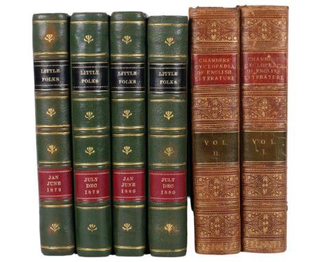 4 volumes of children's books, "Little Folks", half leather-bound, together with 2 volumes of Chambers Encyclopedia of Englis