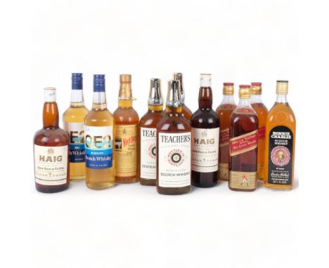 12 bottles of Scotch Whisky, including 3 Teacher's, White Horse, and Johnnie Walker 