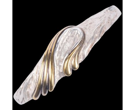 HERMANN SIERSBOL - a a Danish sterling silver and silver-gilt abstract fold hinged bangle 