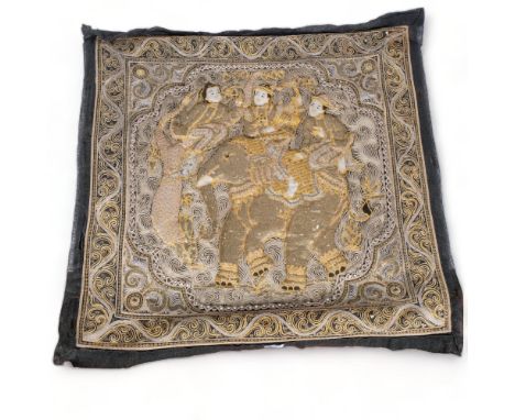 A Burmese Kalaga tapestry, 80cm x 80cm approx 