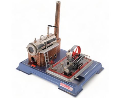 A boxed Wilesco D16 Dampfmaschine Live Steam Stationary steam plantThe box is in a poor condition but the steam engine itself